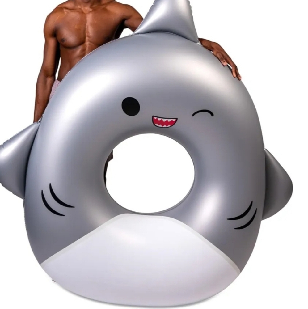 🏖️ GORDON 🦈5' Gray Shark Pool Float PVC Beach Swim Squishmallow X BigMouth NIB